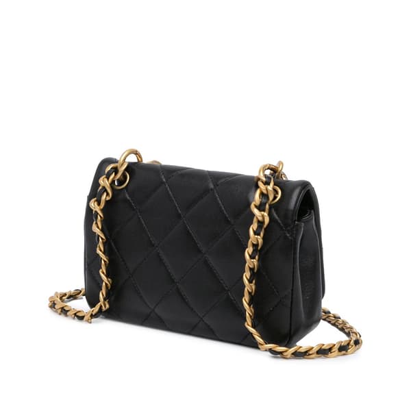Pre-owned Chanel Small Quilted Lambskin Chain is More Flap Black