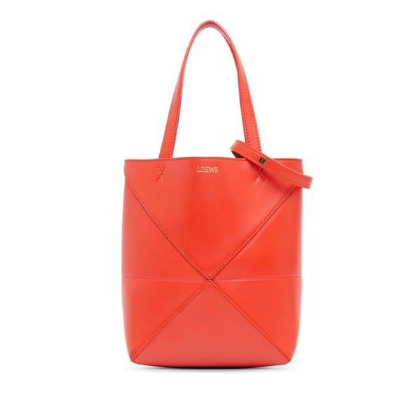 Pre-owned LOEWE Mini Calfskin Puzzle Fold Tote Red