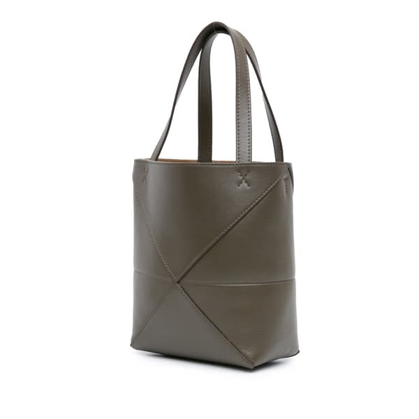 Pre-owned LOEWE Mini Calfskin Puzzle Fold Tote Brown