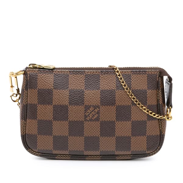 Pre-owned Louis Vuitton Damier Ebene Mini Pochette Accessoires Brown