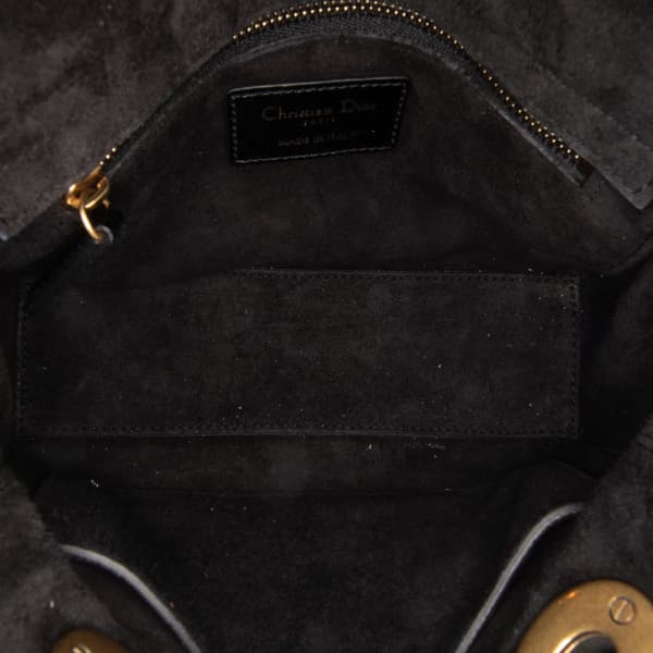 Pre-owned Dior Small Crinkled Patent Cannage My ABCDior Lady Dior Black