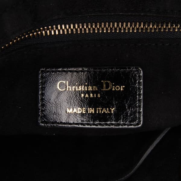 Pre-owned Dior Small Crinkled Patent Cannage My ABCDior Lady Dior Black