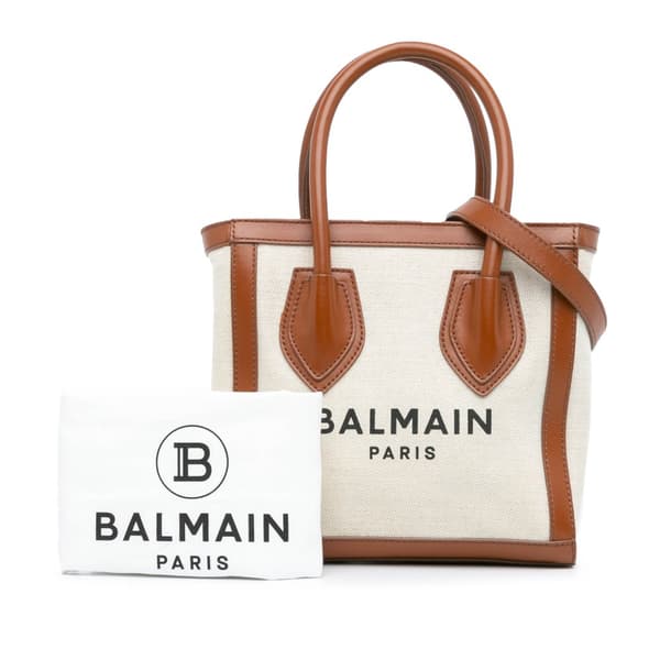 Pre-owned Balmain Canvas B-Army 24 Shopping Satchel Brown