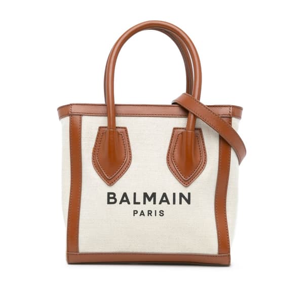 Pre-owned Balmain Canvas B-Army 24 Shopping Satchel Brown