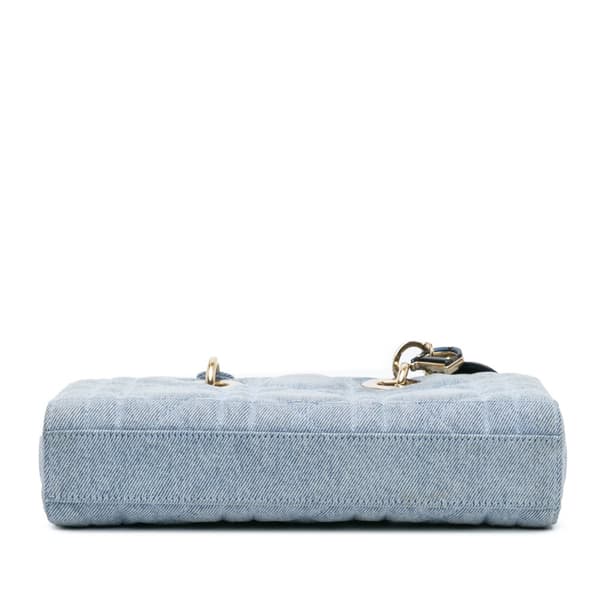 Pre-owned Dior Small Denim Macrocannage Lady D Joy Blue
