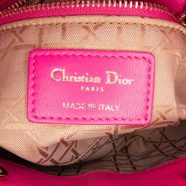 Pre-owned Dior Mini Lambskin Cannage Lady Dior Pink