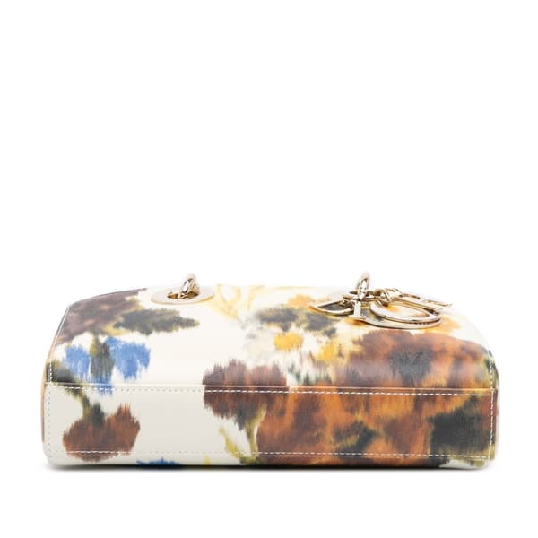 Pre-owned Dior Small Leather Floral Print Lady D Joy White