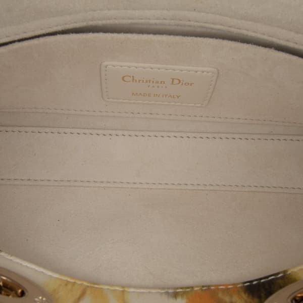 Pre-owned Dior Small Leather Floral Print Lady D Joy White