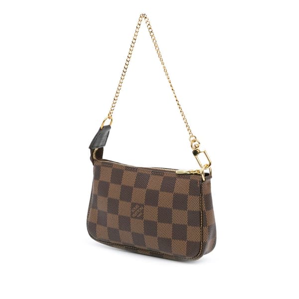 Pre-owned Louis Vuitton Damier Ebene Mini Pochette Accessoires Brown