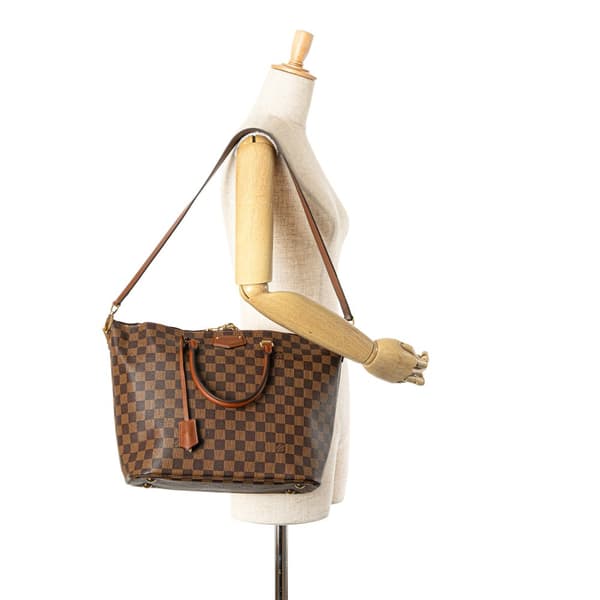 Pre-owned Louis Vuitton Damier Ebene Belmont MM Brown
