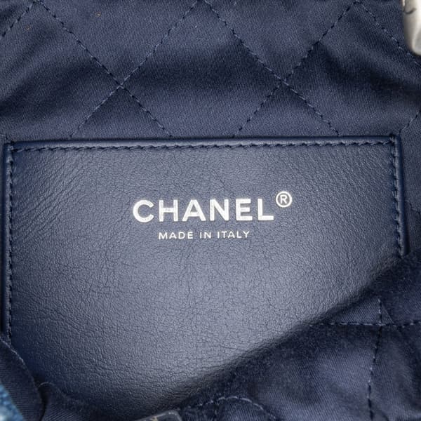 Pre-owned Chanel Mini Denim Stitched 22 Handbag Blue
