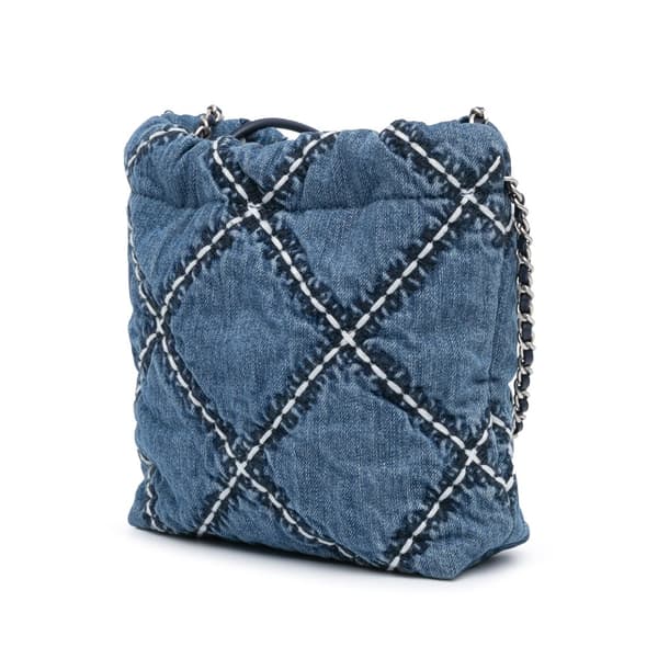 Pre-owned Chanel Mini Denim Stitched 22 Handbag Blue