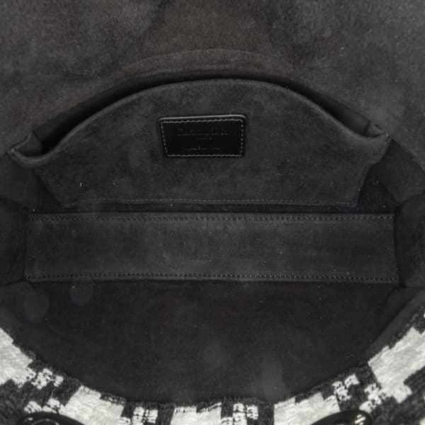 Pre-owned Dior Medium Canvas Macro Houndstooth Lady D Joy Black