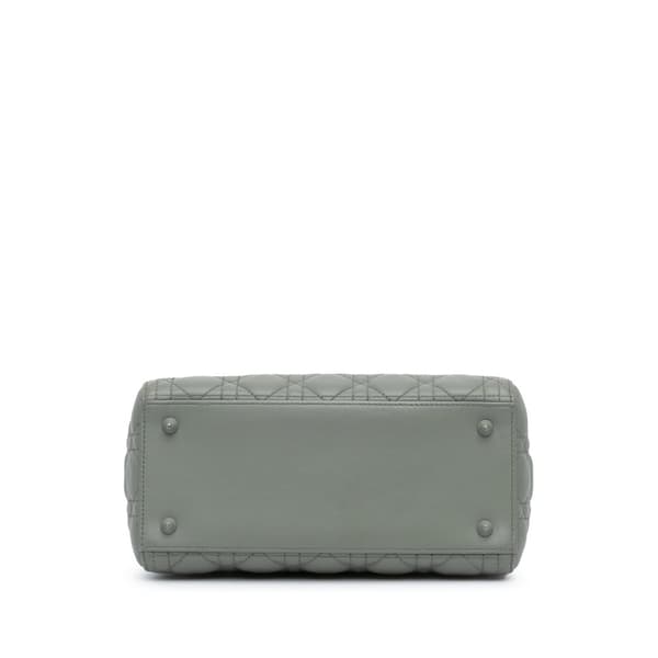 Pre-owned Dior Medium Lambskin Cannage Lady Dior Gray