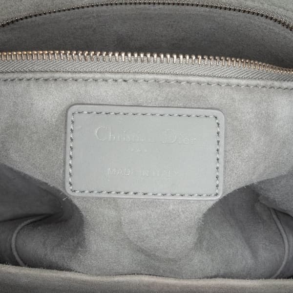 Pre-owned Dior Medium Lambskin Cannage Lady Dior Gray
