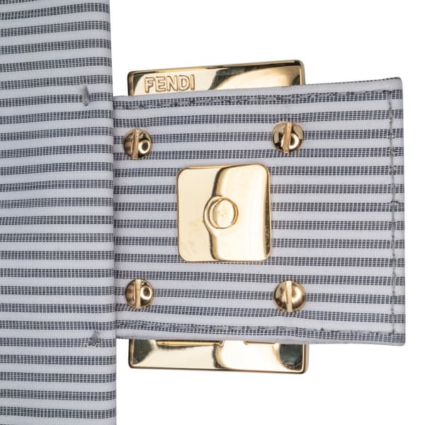 Pre-owned Fendi Striped Jersey Baguette Satchel White