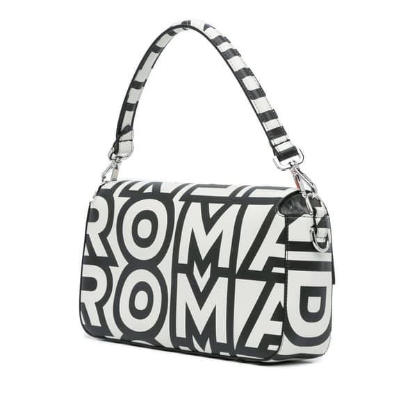 Pre-owned Fendi Marc Jacobs Nappa Vitello King Logo Print Phone Baguette Satchel White