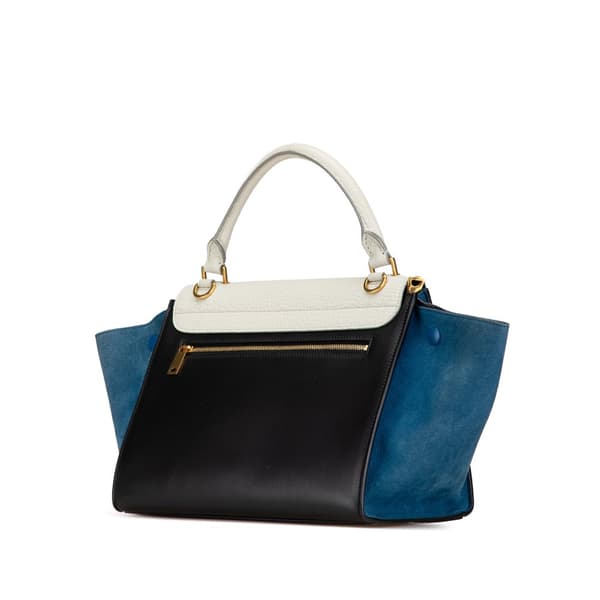 Pre-owned Celine Small Tricolor Trapeze Satchel Black