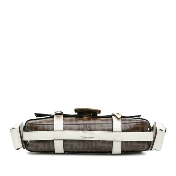 Pre-owned Fendi Zucca Glazed Fabric Cage Baguette Satchel Brown