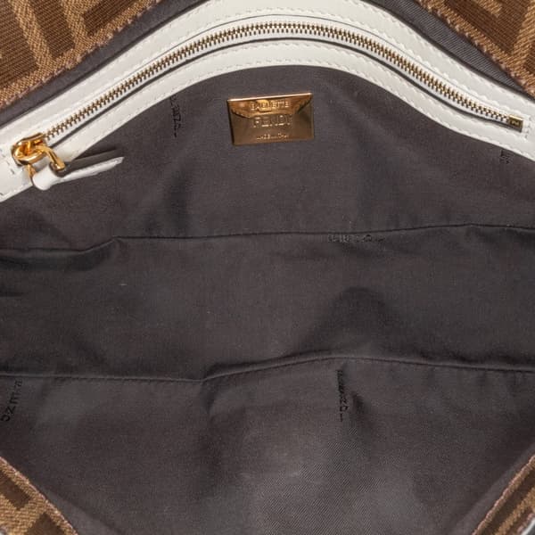Pre-owned Fendi Zucca Glazed Fabric Cage Baguette Satchel Brown