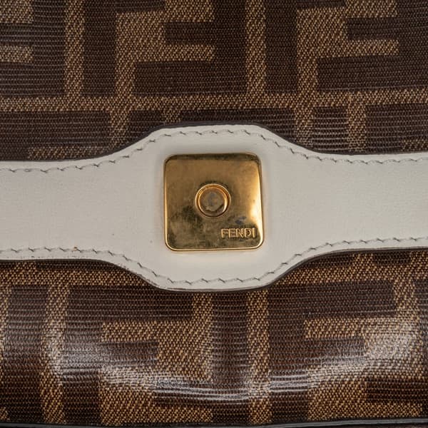 Pre-owned Fendi Zucca Glazed Fabric Cage Baguette Satchel Brown
