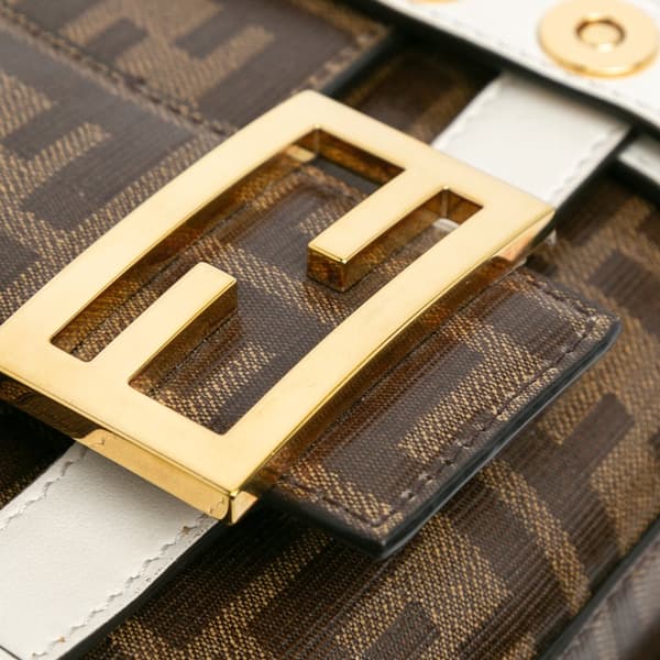 Pre-owned Fendi Zucca Glazed Fabric Cage Baguette Satchel Brown