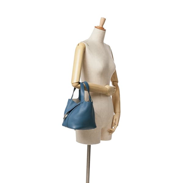 Pre-owned Hermès Clemence Picotin Lock 22 Blue