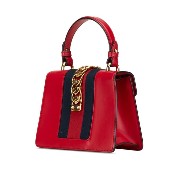Pre-owned Gucci Mini Calfskin Sylvie Satchel Red
