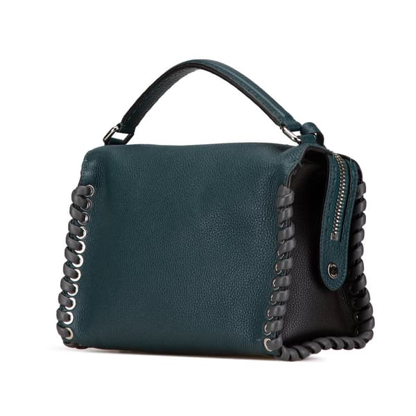 Pre-owned Fendi Leather Selleria Lei Whipstitch Satchel Blue