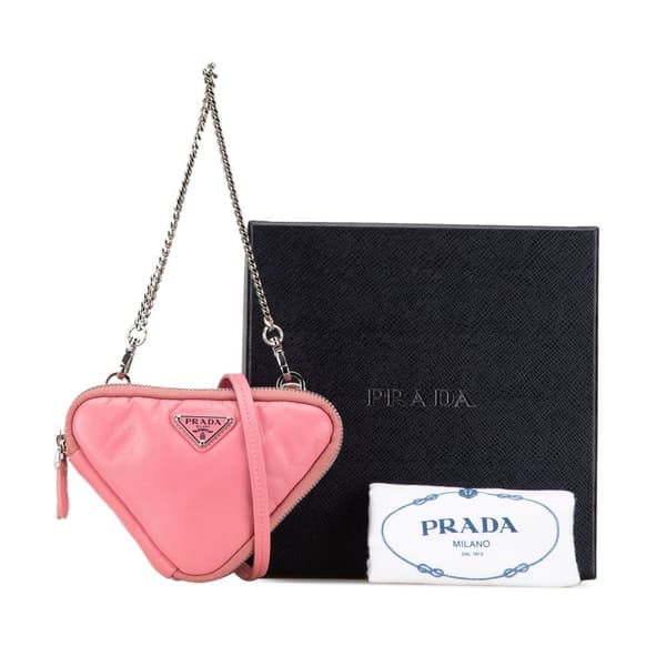 Pre-owned Prada Mini Soft Nappa Triangle Pouch Pink