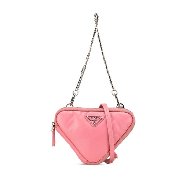 Pre-owned Prada Mini Soft Nappa Triangle Pouch Pink