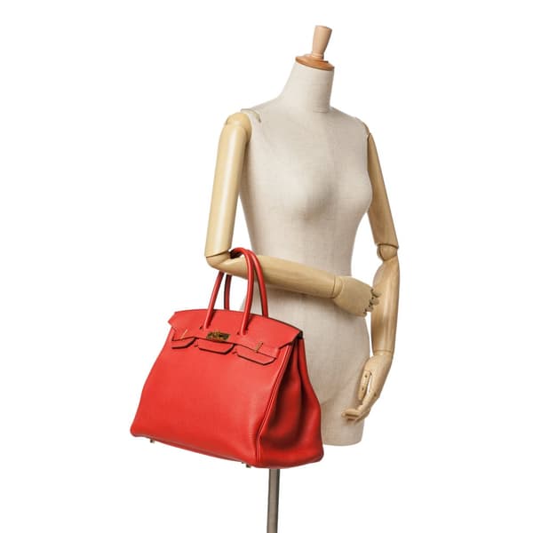 Pre-owned Hermès Togo Birkin Retourne 35 Red