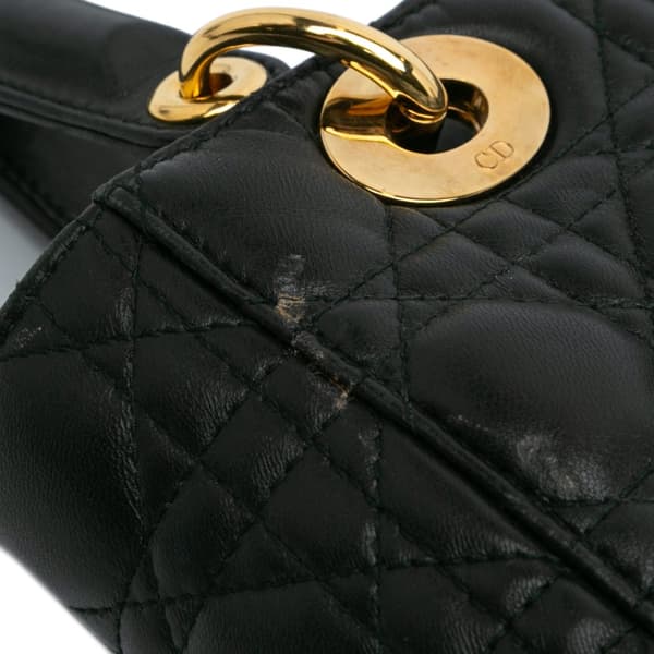 Pre-owned Dior Small Lambskin Cannage Lady Dior Black