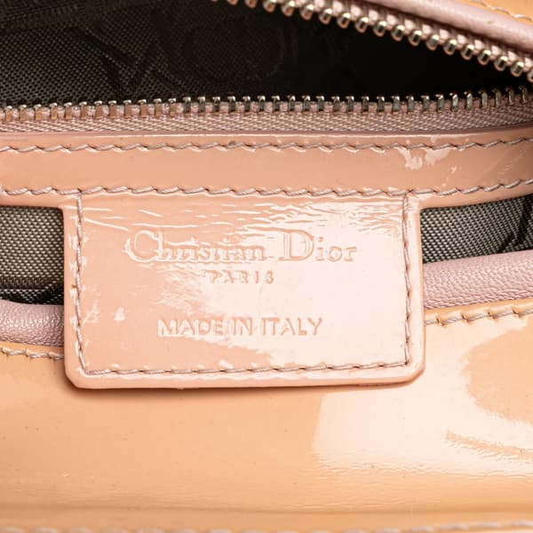 Pre-owned Dior Medium Patent Cannage Lady Dior Pink