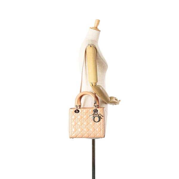 Pre-owned Dior Medium Patent Cannage Lady Dior Pink