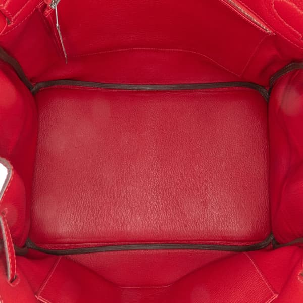 Pre-owned Hermès Clemence Birkin Retourne 35 Red