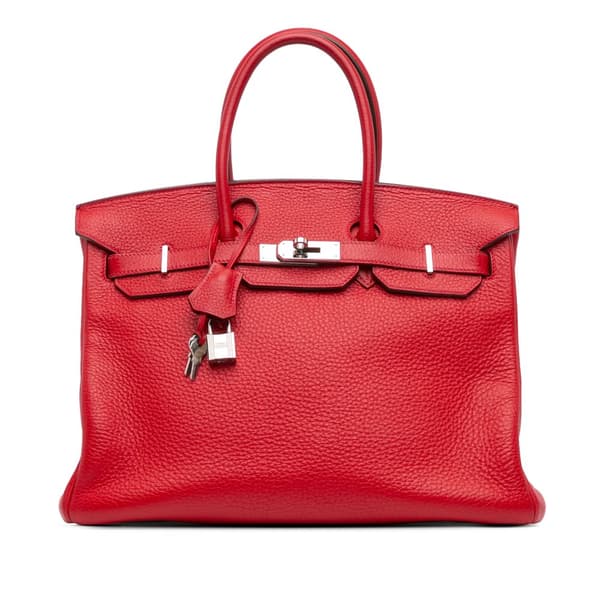 Pre-owned Hermès Clemence Birkin Retourne 35 Red