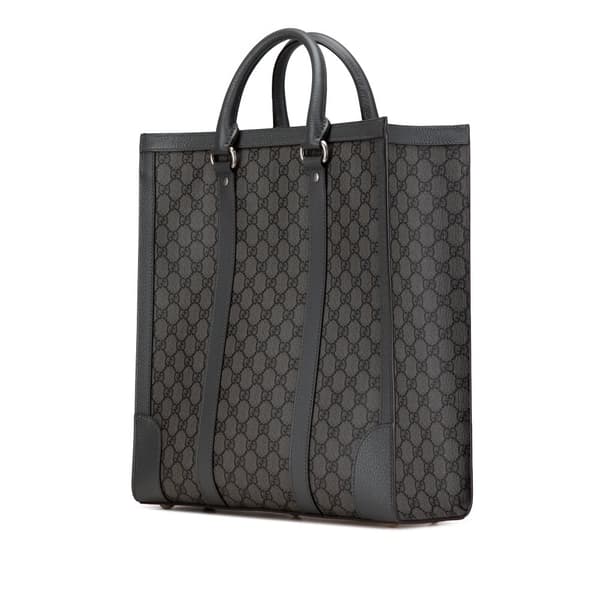 Pre-owned Gucci Medium GG Supreme Ophidia Satchel Gray