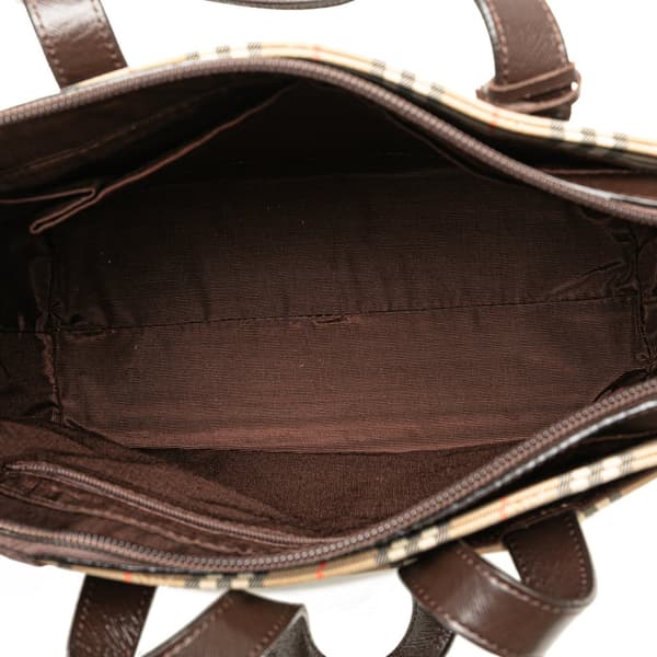 Pre-owned Burberry Haymarket Check Canvas Handbag Brown