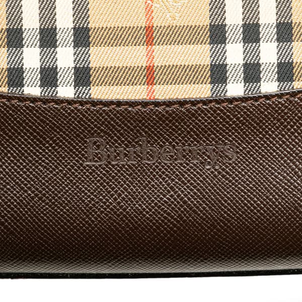Pre-owned Burberry Haymarket Check Canvas Handbag Brown