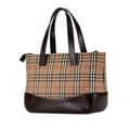 Miniatyrbild 2 av 7: Pre-owned Burberry Haymarket Check Canvas Handbag Brown