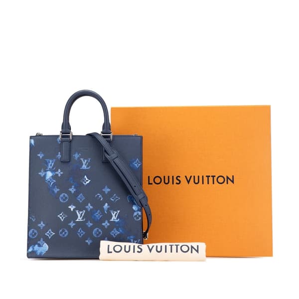 Pre-owned Louis Vuitton Monogram Ink Watercolor Sac Plat Zippe Blue