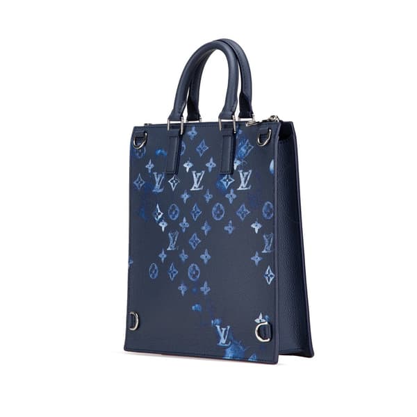 Pre-owned Louis Vuitton Monogram Ink Watercolor Sac Plat Zippe Blue