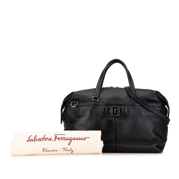 Pre-owned Ferragamo Leather Vara Satchel Black
