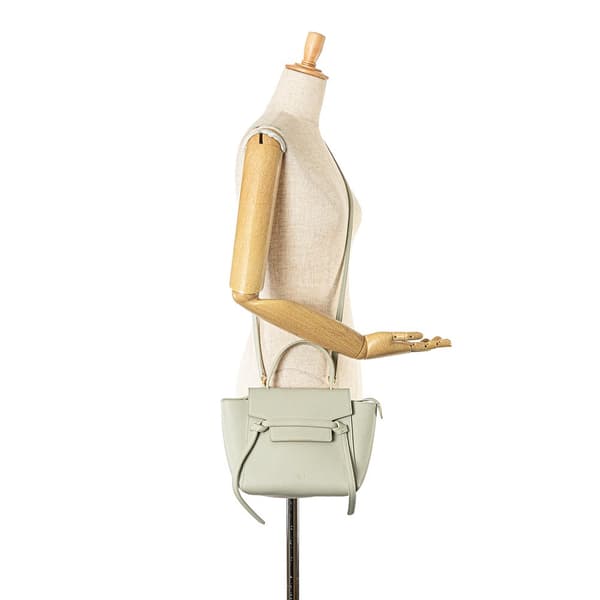 Pre-owned Celine Nano Grained Calfskin Belt Bag White