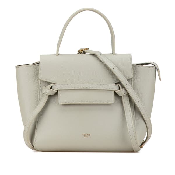 Pre-owned Celine Nano Grained Calfskin Belt Bag White