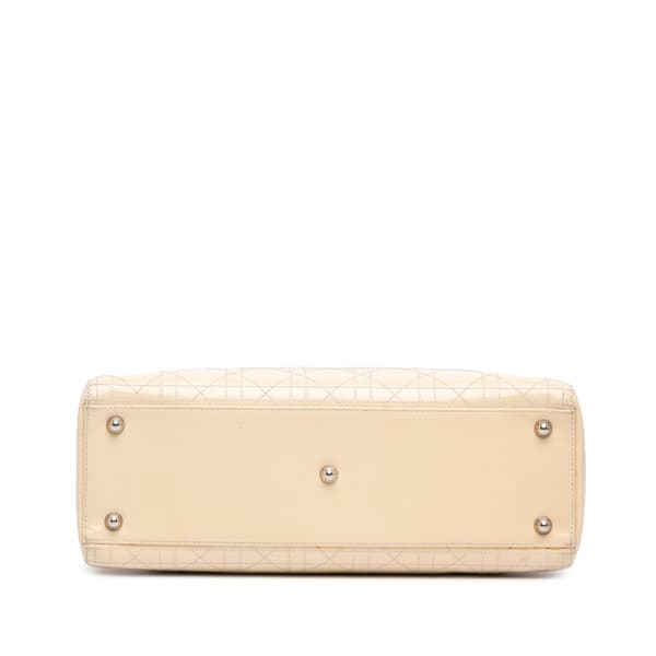 Pre-owned Dior Large Patent Cannage Lady Dior White