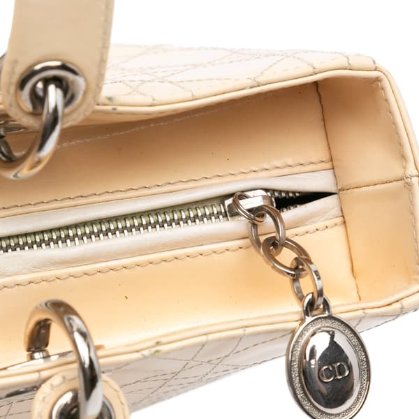 Pre-owned Dior Large Patent Cannage Lady Dior White