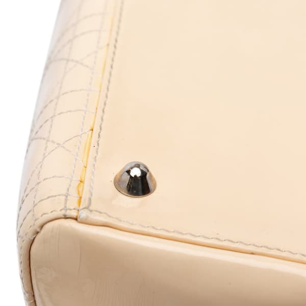 Pre-owned Dior Large Patent Cannage Lady Dior White