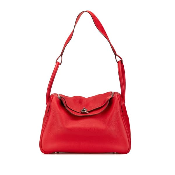 Pre-owned Hermès Clemence Lindy 34 Red